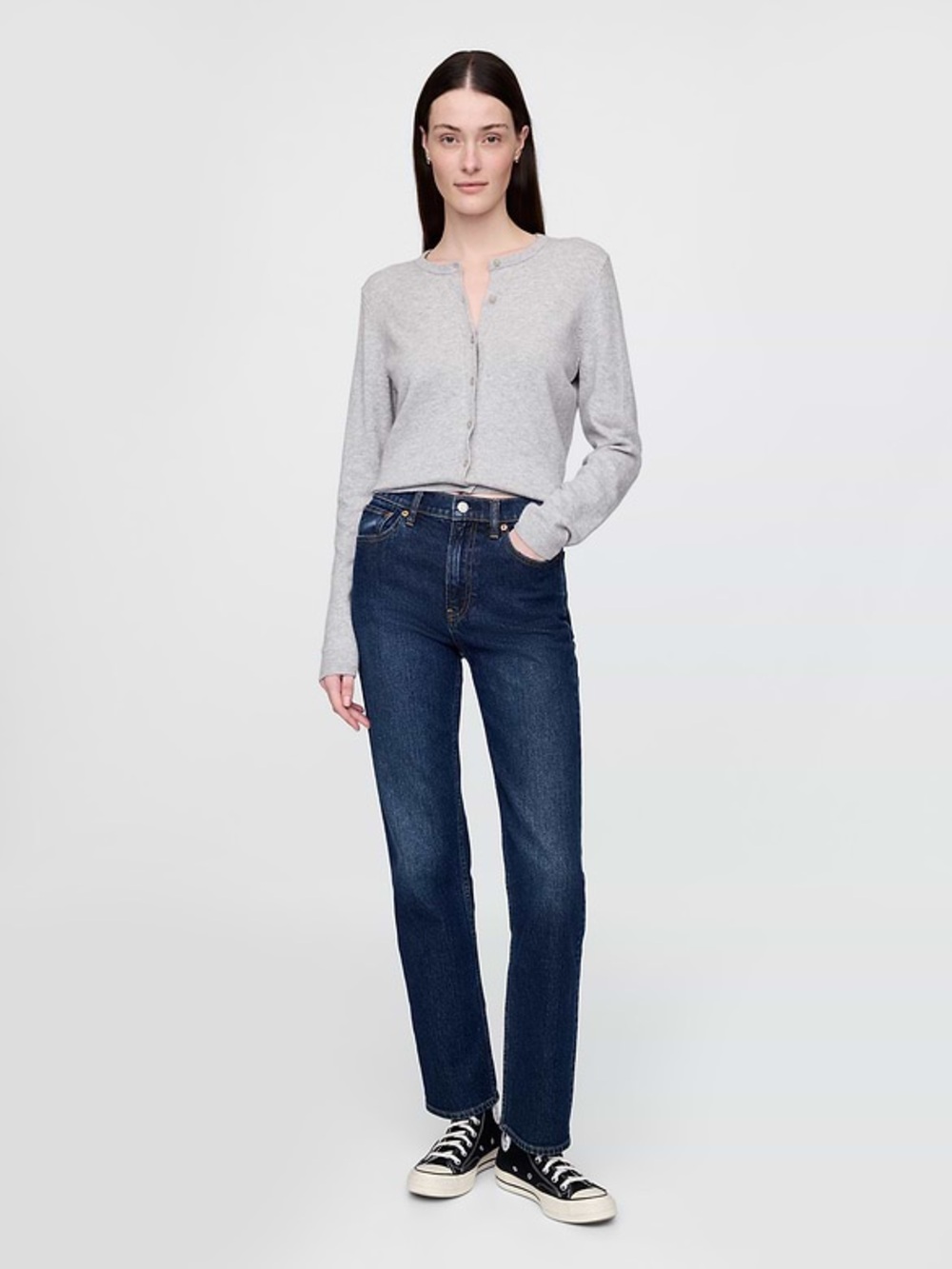 Gap High Rise ’90s Slim Straight Jeans Dark Wash Petite 27/4P